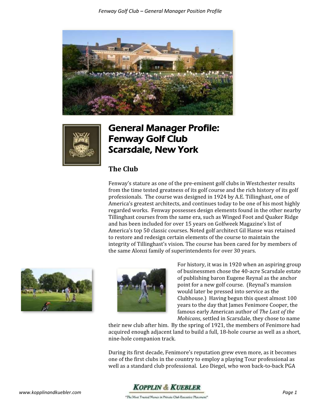 General Manager Profile: Fenway Golf Club Scarsdale, New York