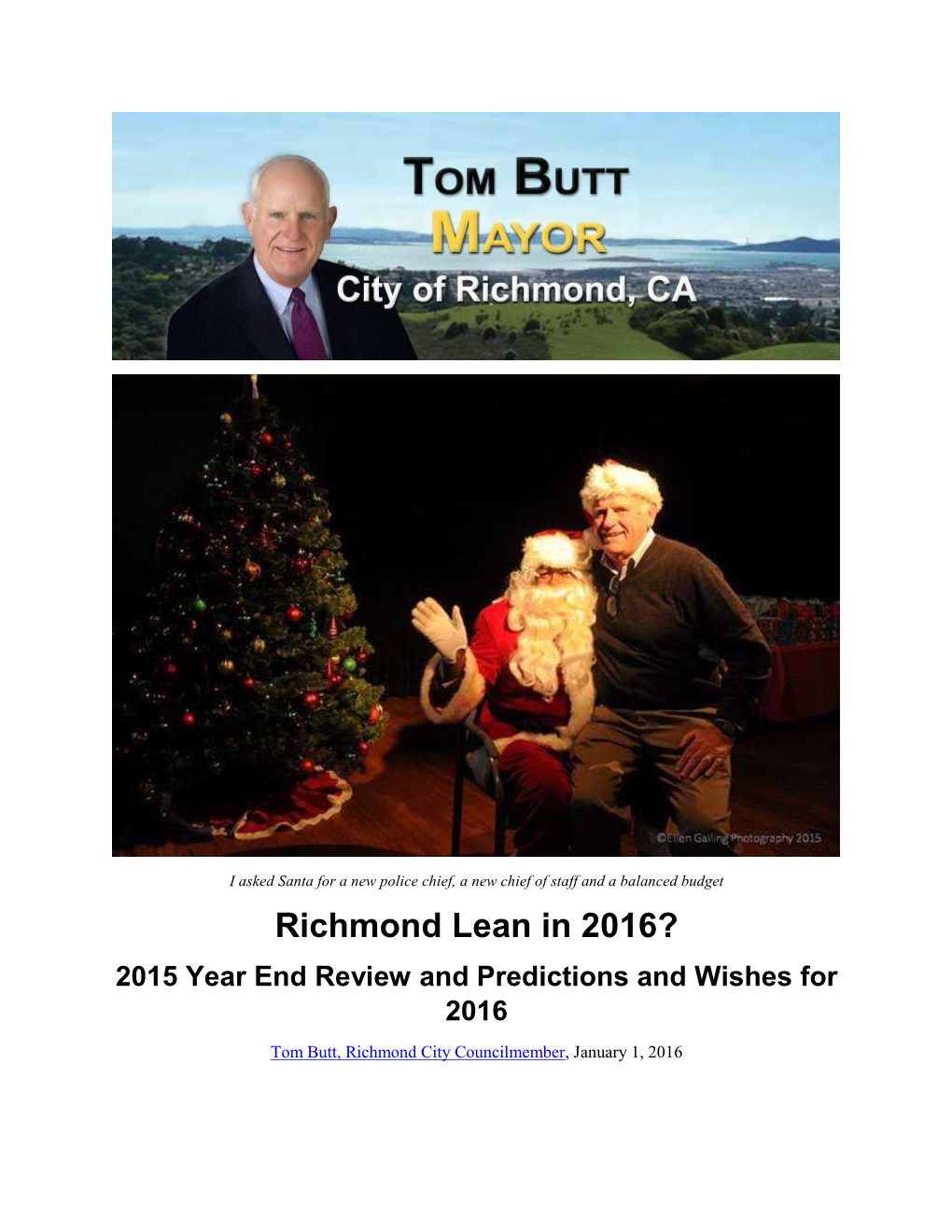 Richmond Lean in 2016? 2015 Year End Review and Predictions and Wishes for 2016