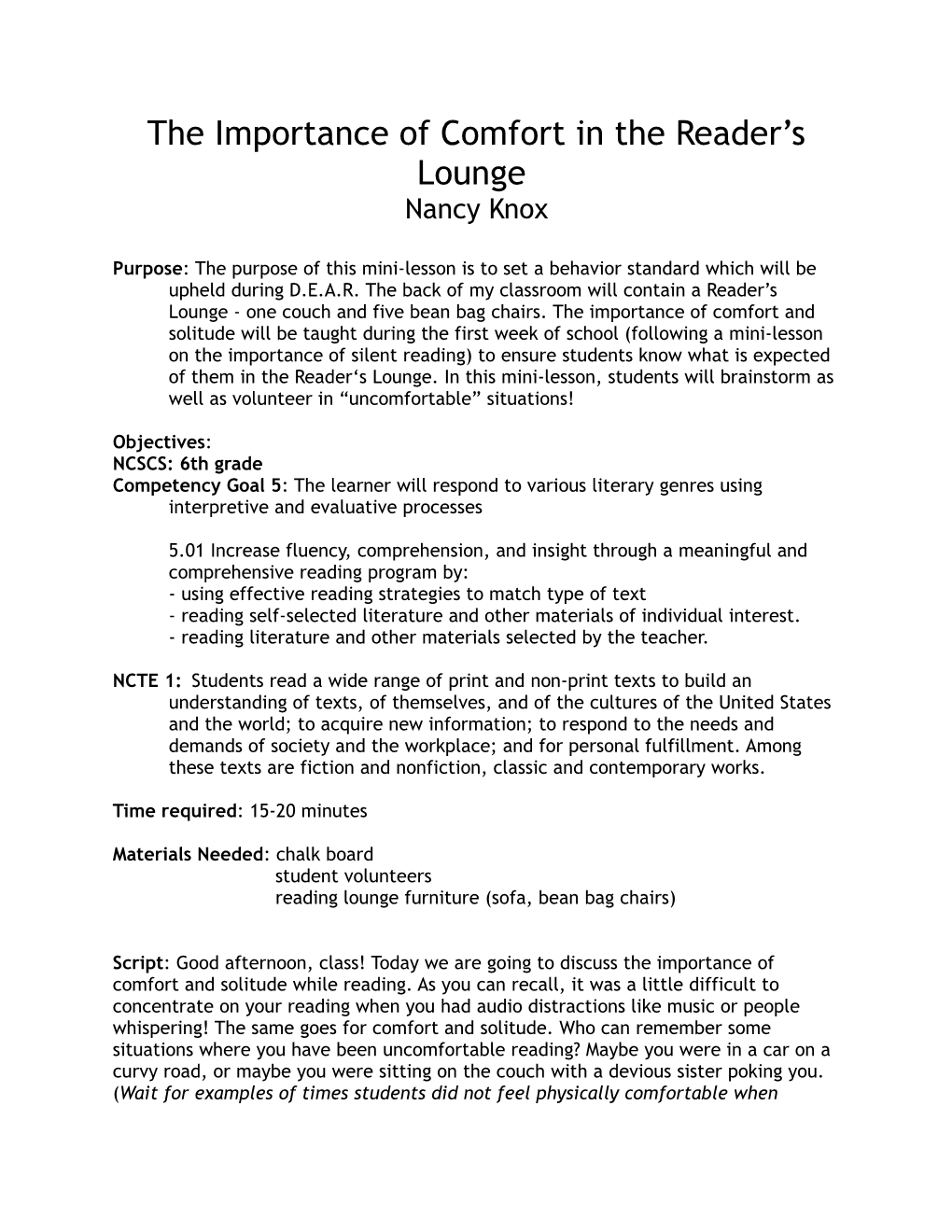 The Importance of Comfort in the Reader S Lounge