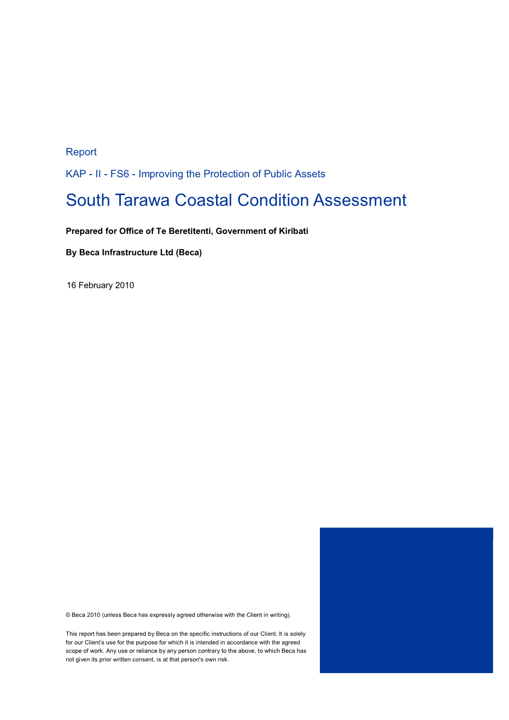 South Tarawa Coastal Condition Assessment