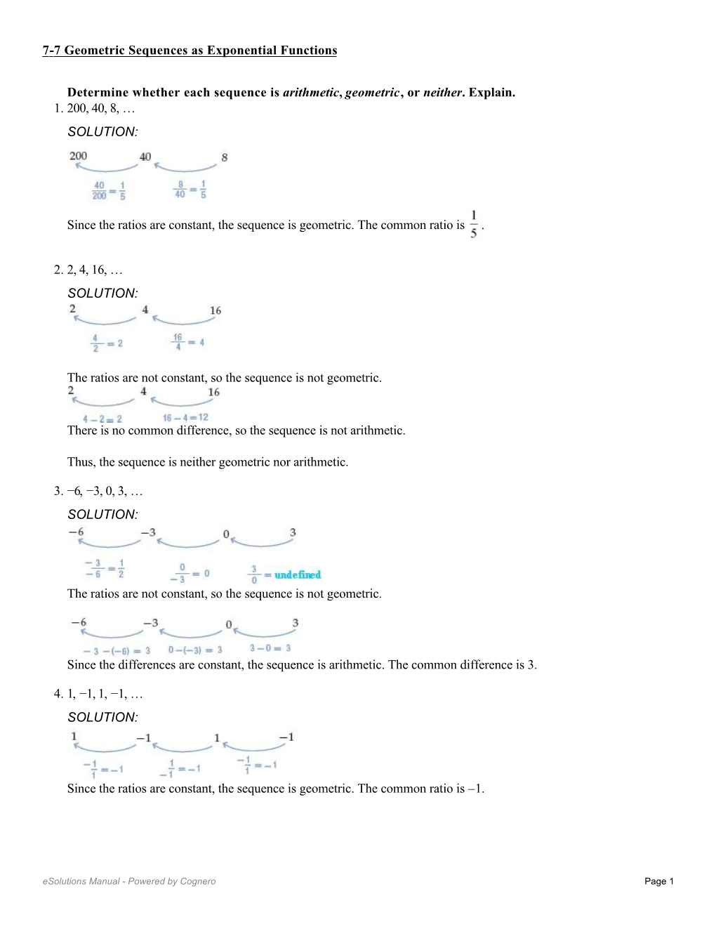 Determine Whether Each Sequence Is Arithmetic, Geometric, Or Neither