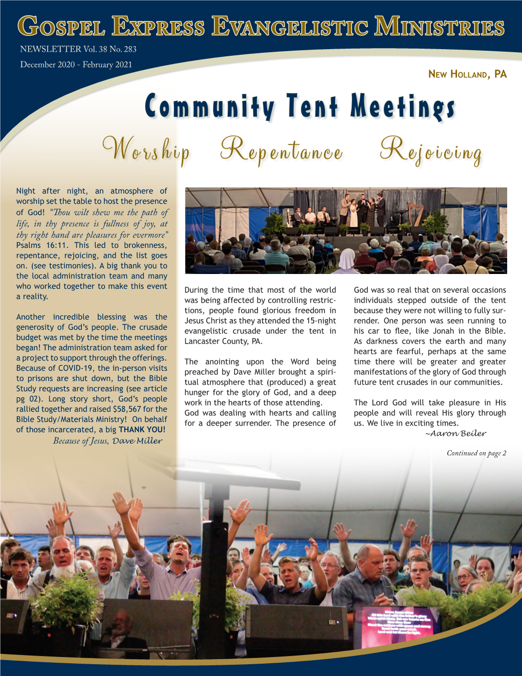 Community Tent Meetings Worship Repentance Rejoicing