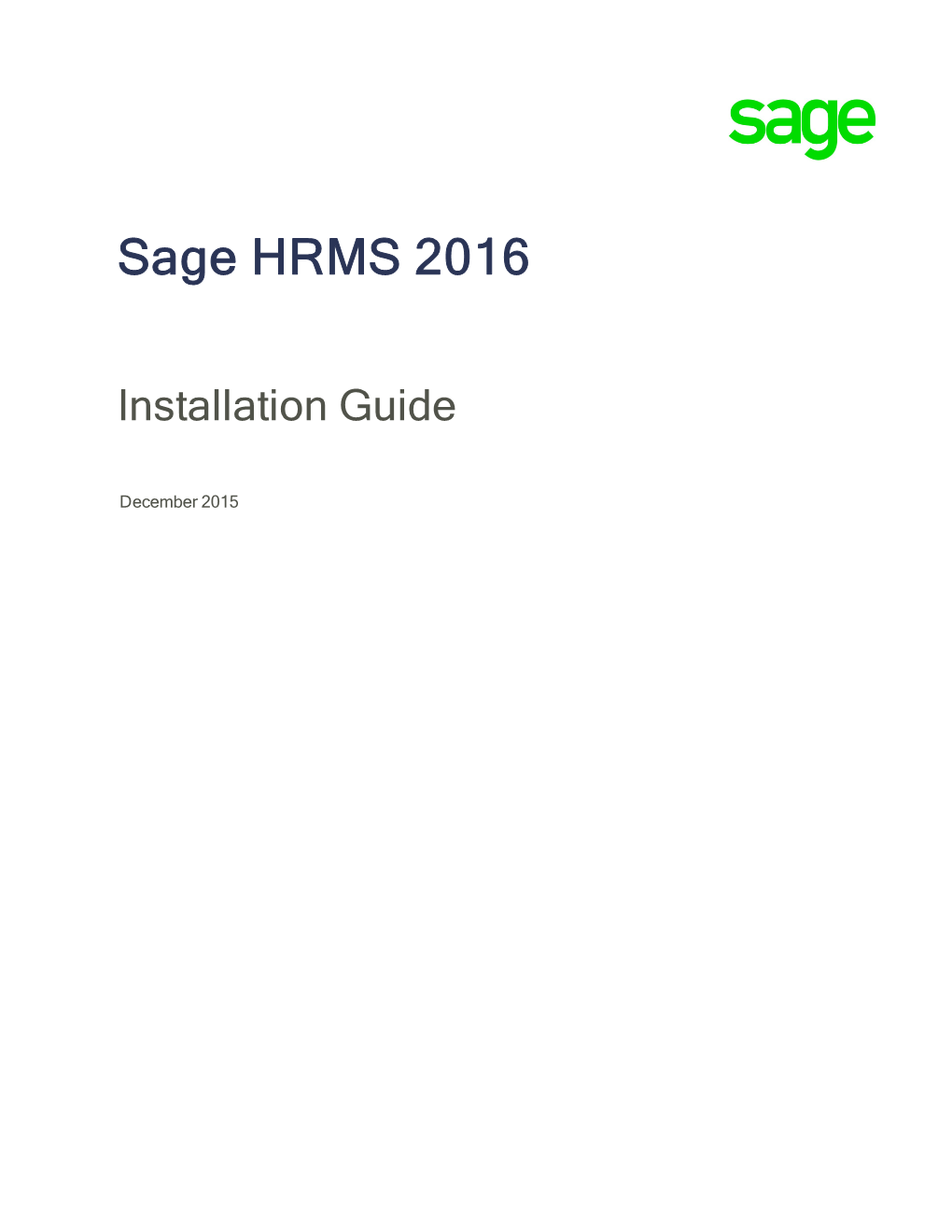 Sage HRMS 2016 Installation Guide - Iii Contents
