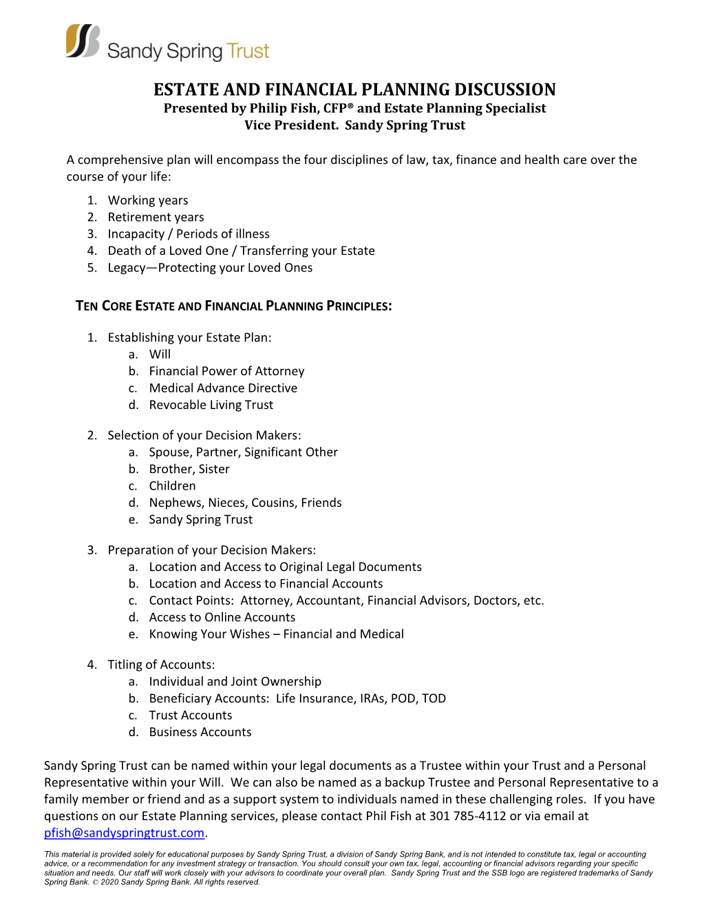 Sandy Spring Trust Online Seminar Handout