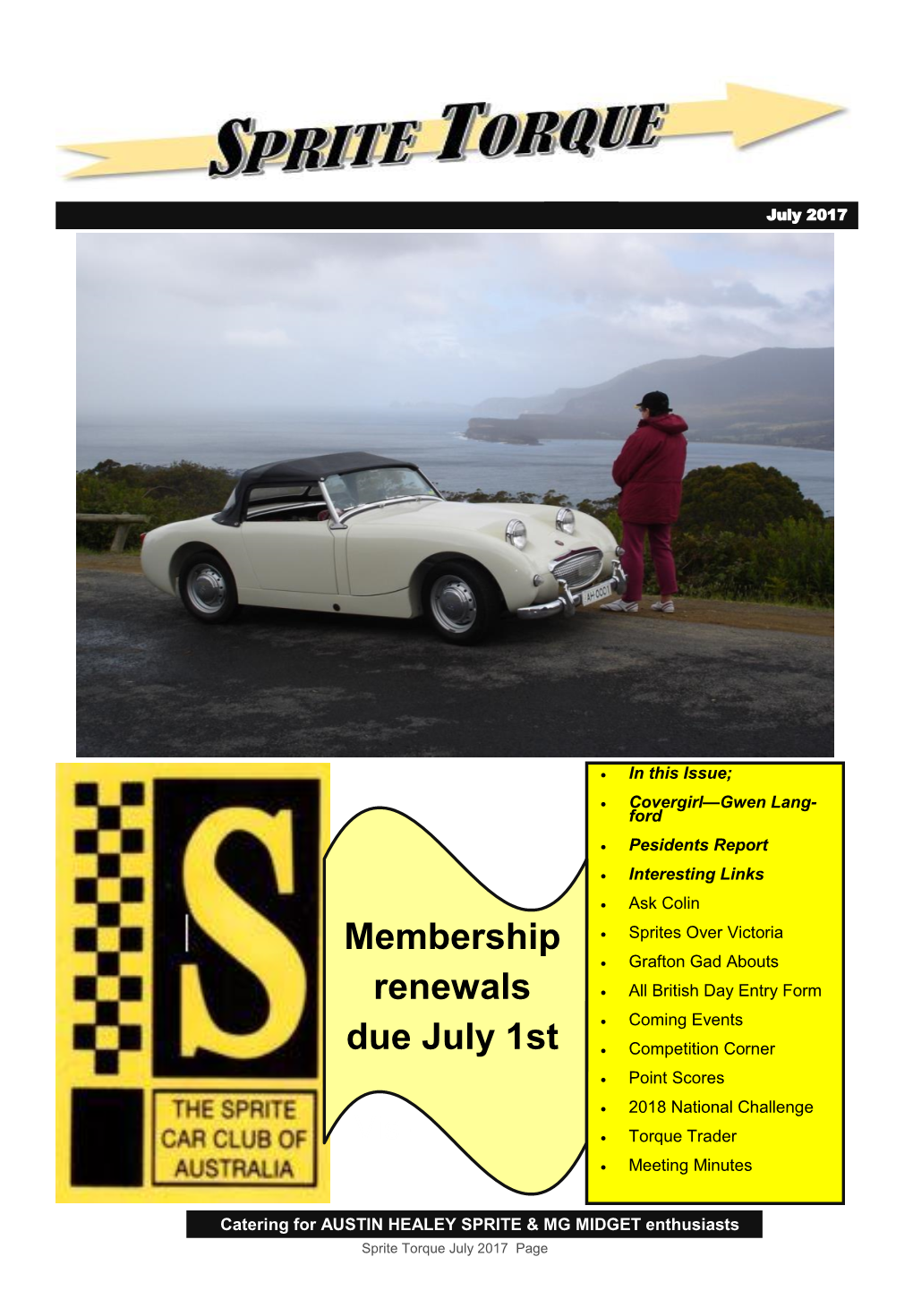 Membership Renewals Due July