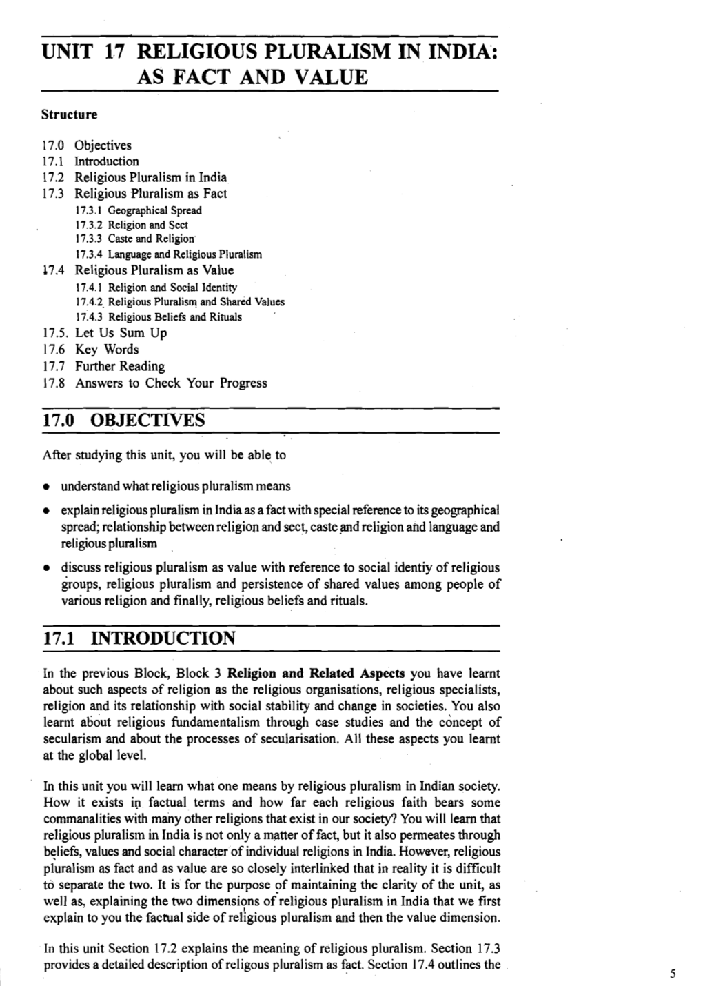 Unit 17 Religious Pluralism in India