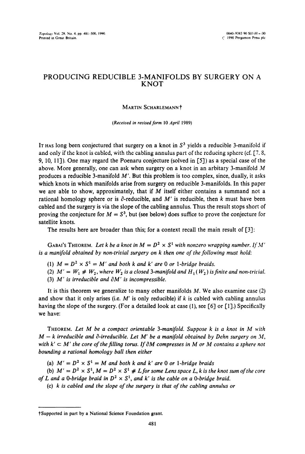 Producing Reducible 3-Manifolds by Surgery on a Knot