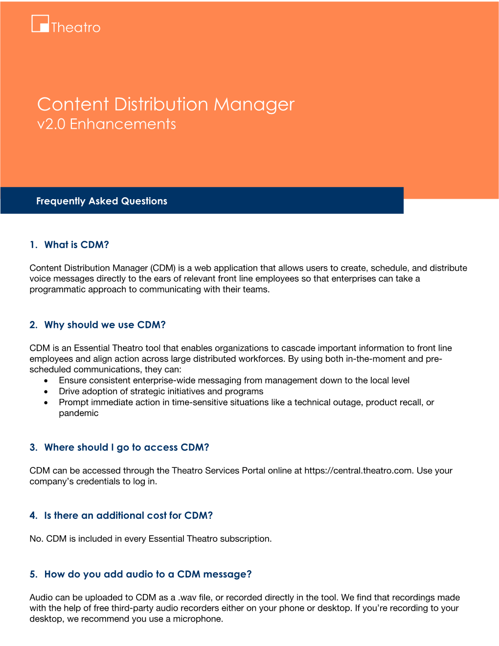 Content Distribution Manager V2.0 Enhancements
