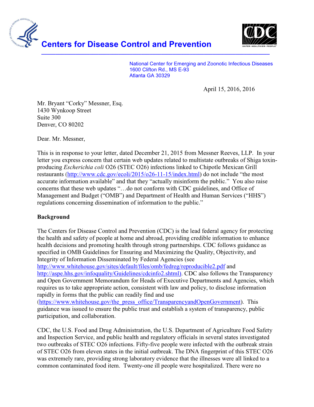 CDC Responsive Letter