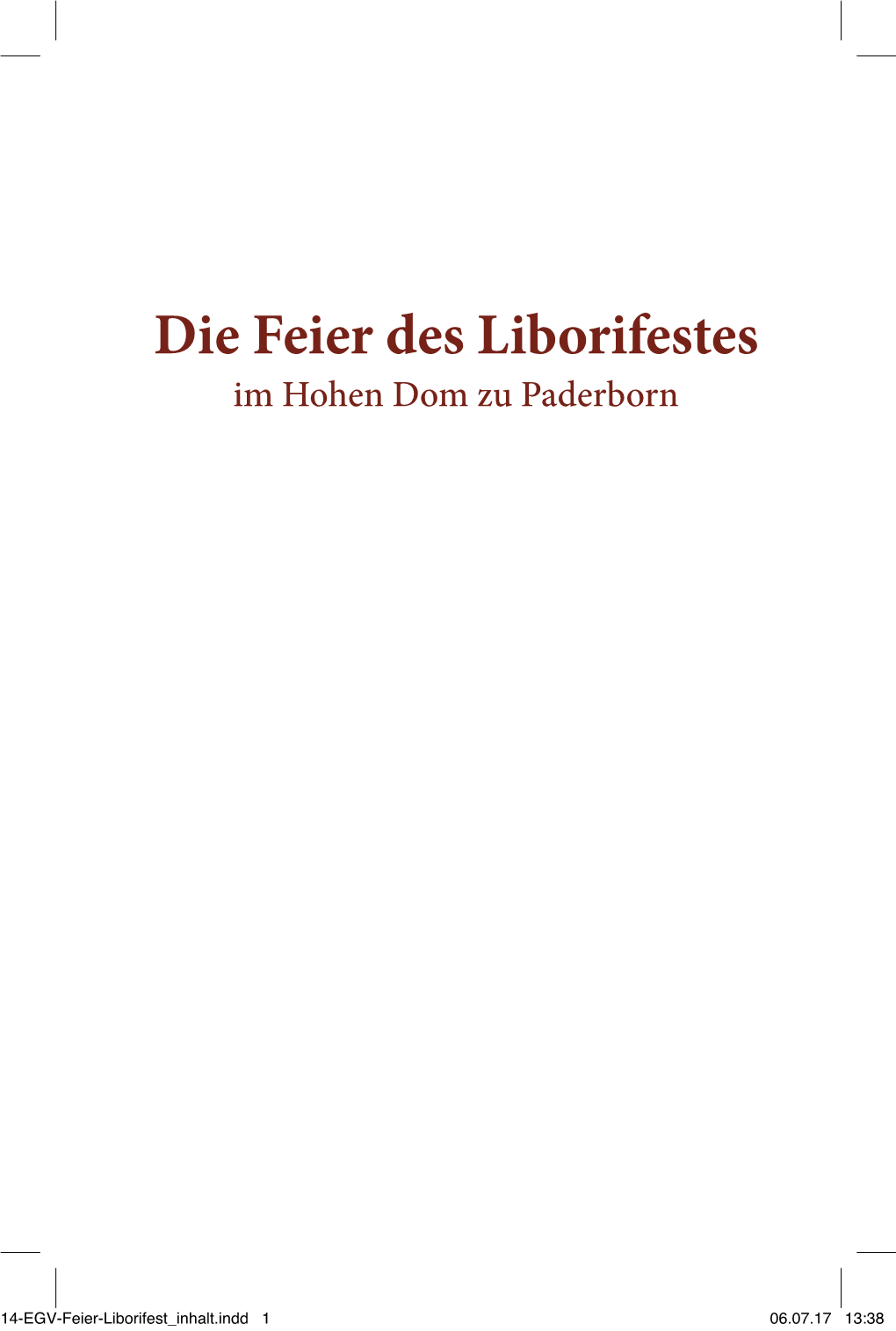 Liedheft Zur Mitfeier Des Liborifestes