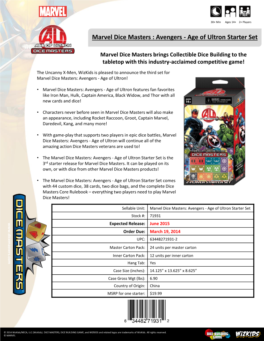 Marvel Dice Masters : Avengers - Age of Ultron Starter Set