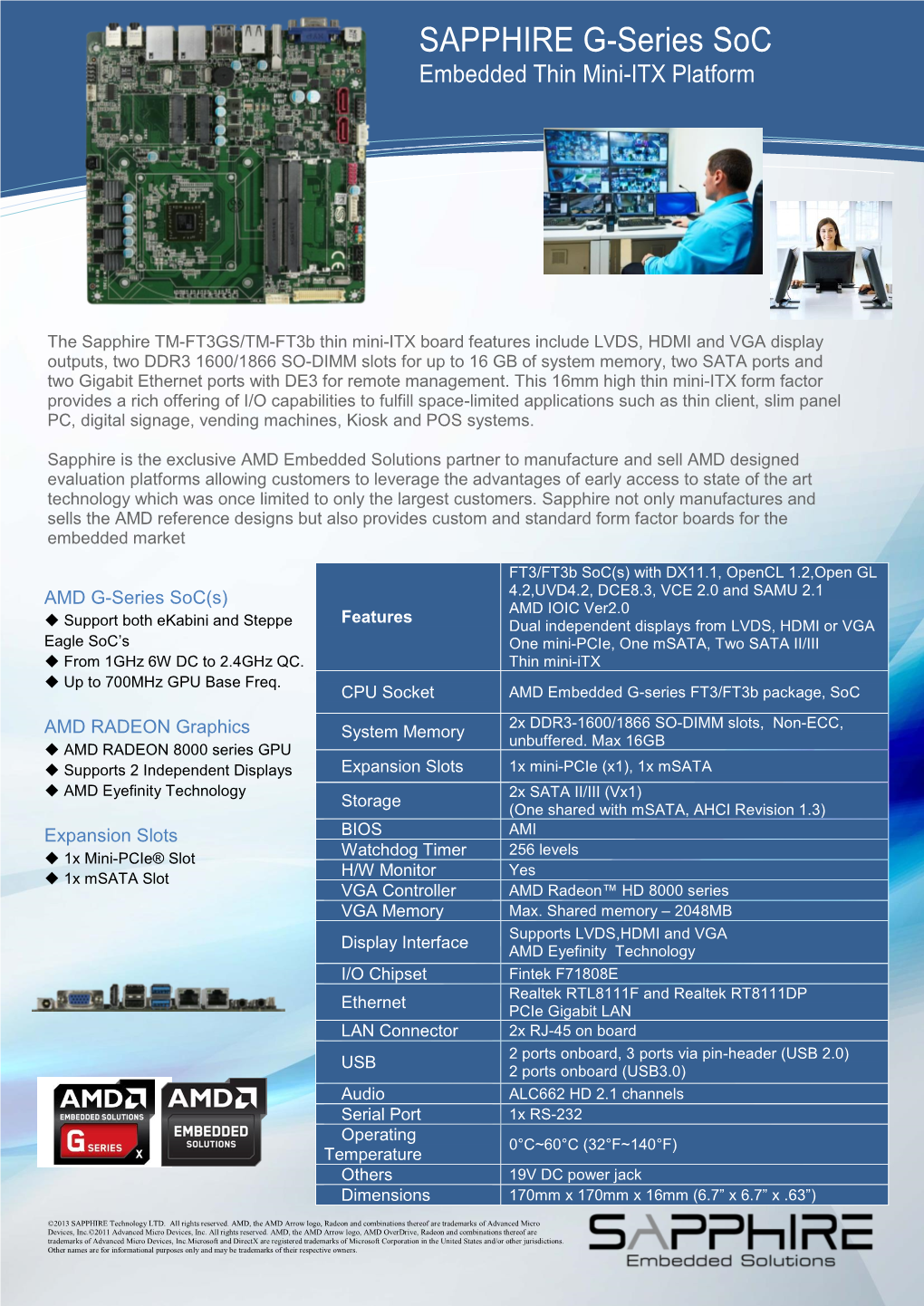 SAPPHIRE G-Series Soc Embedded Thin Mini-ITX Platform