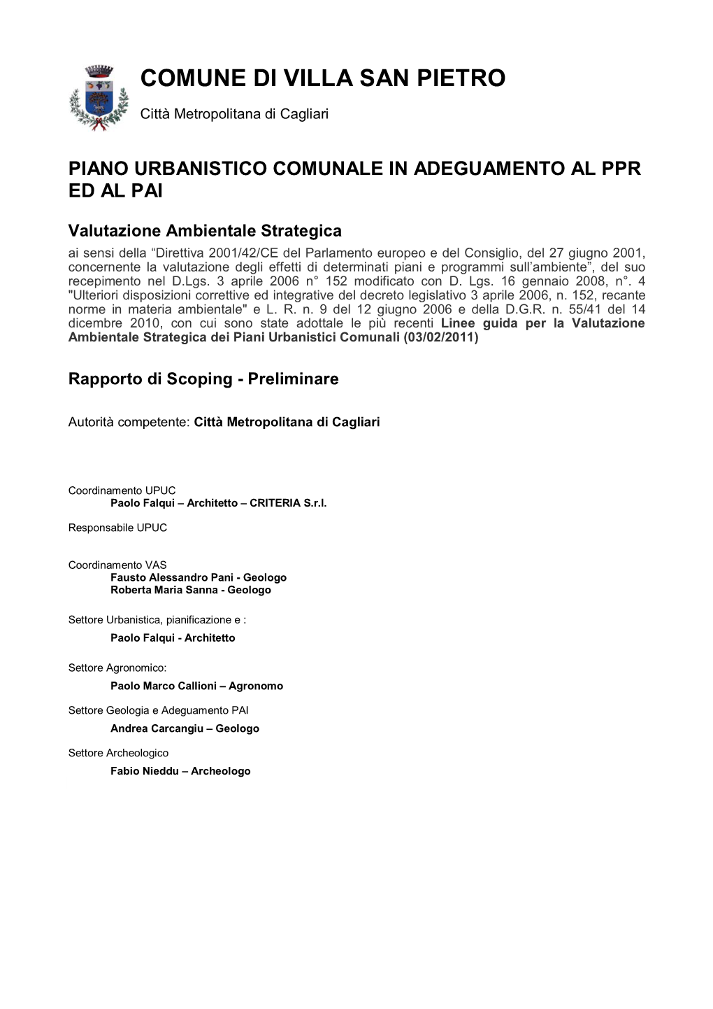 Piano Urbanistico Comunale in Adeguamento Al Ppr Ed Al Pai