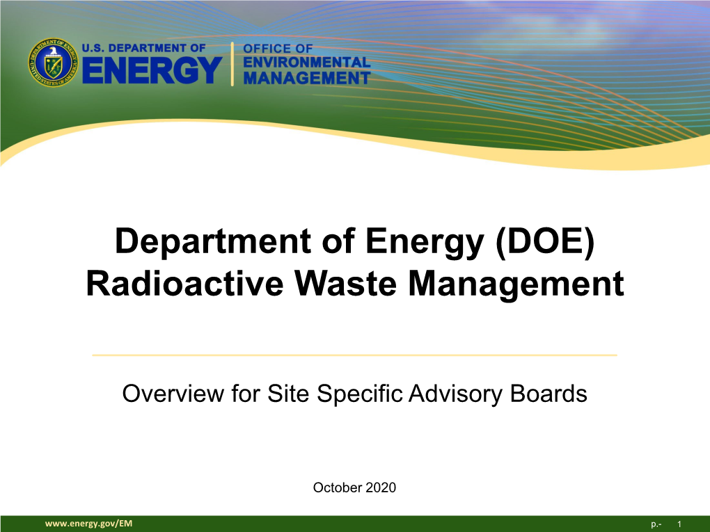 (DOE) Radioactive Waste Management