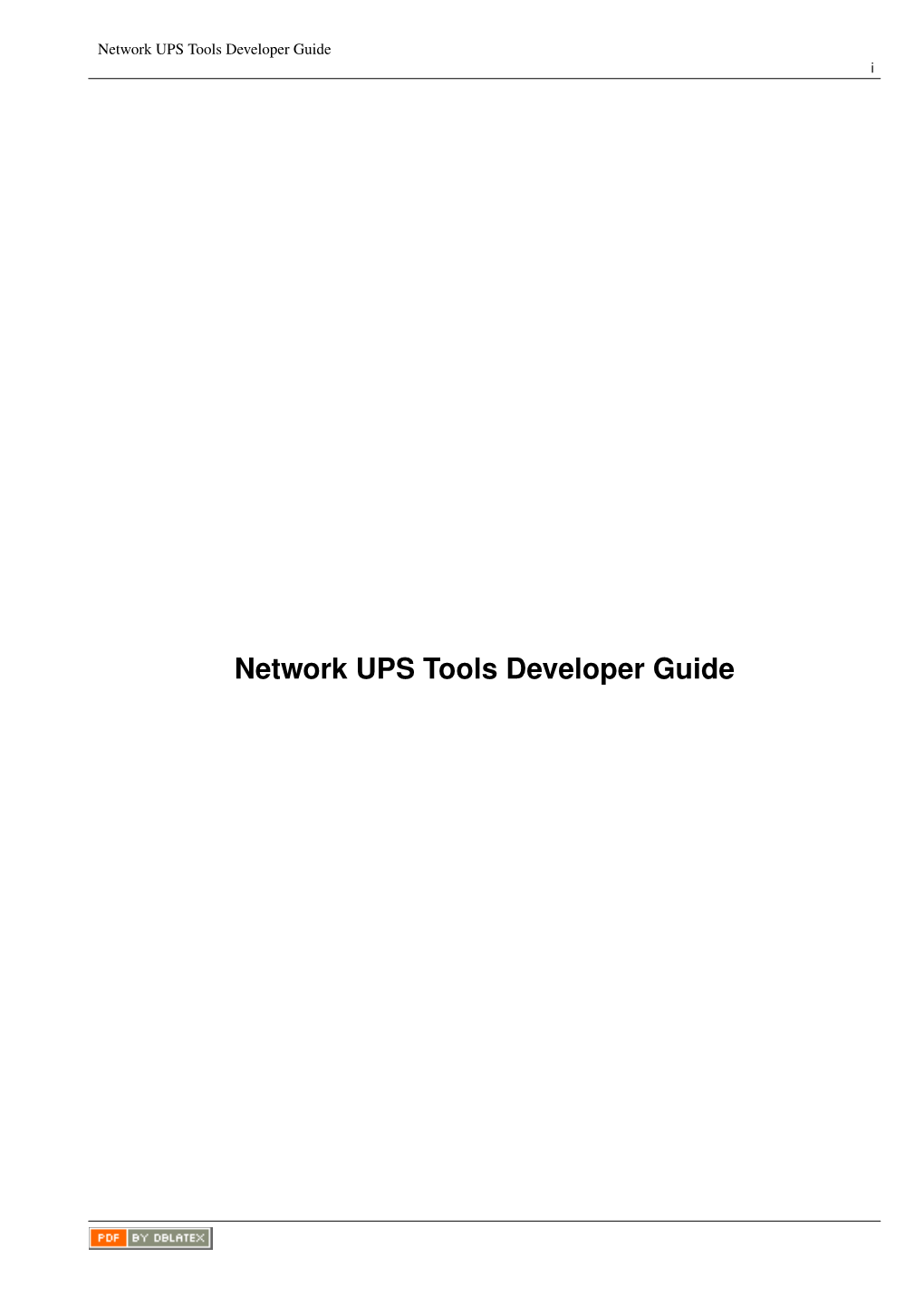 Network UPS Tools Developer Guide I