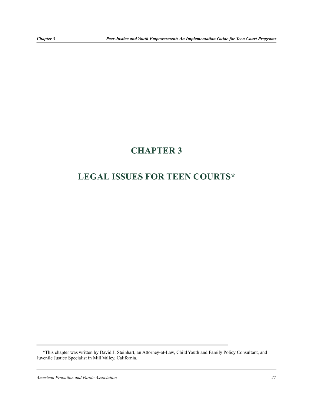Chapter 3 Legal Issues for Teen Courts*