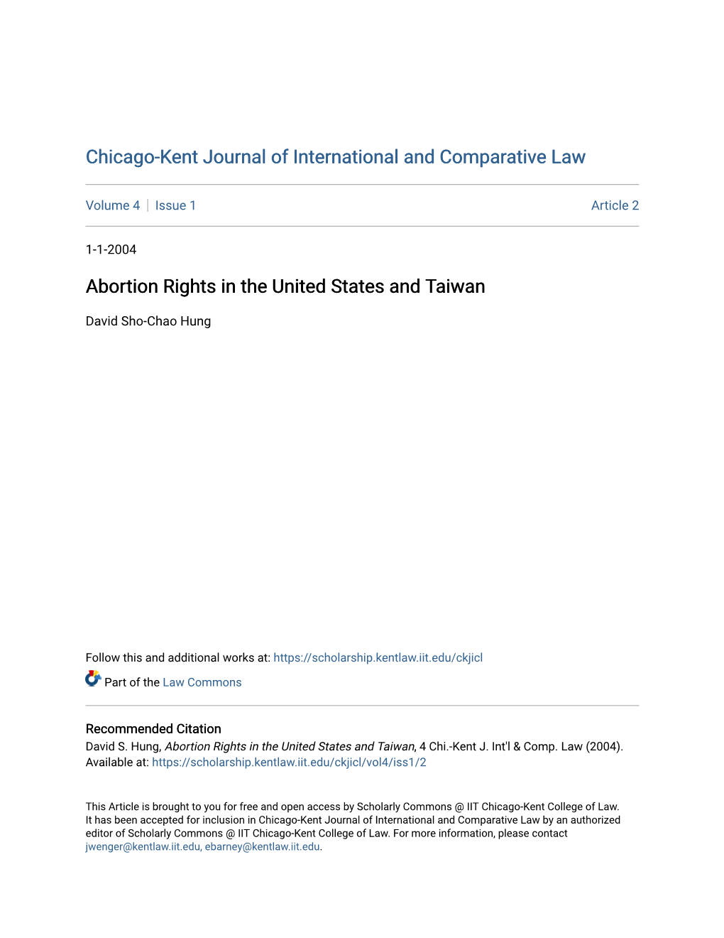 Abortion Rights in the United States and Taiwan