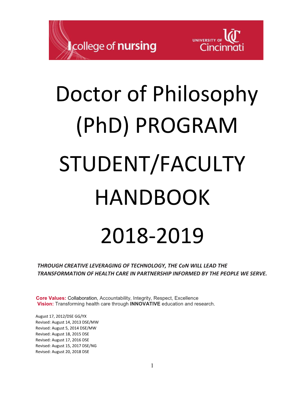 Doctor of Philosophy (Phd) PROGRAM STUDENT/FACULTY