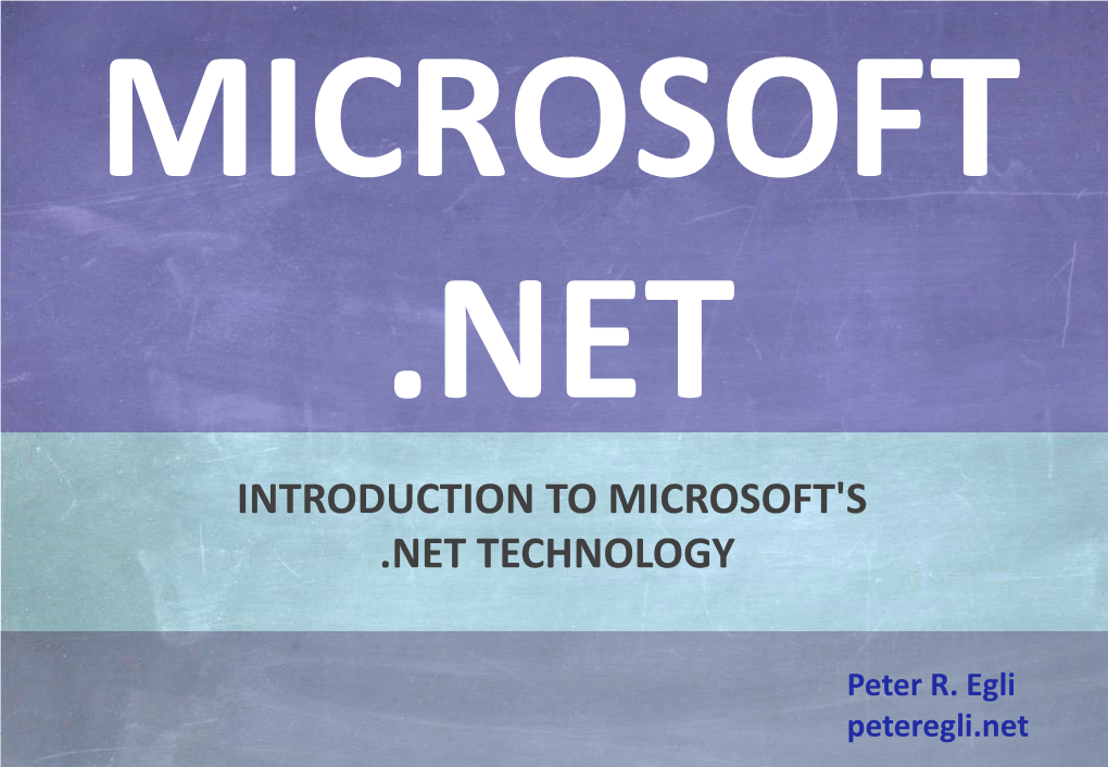 Introduction to Microsoft's .Net Technology