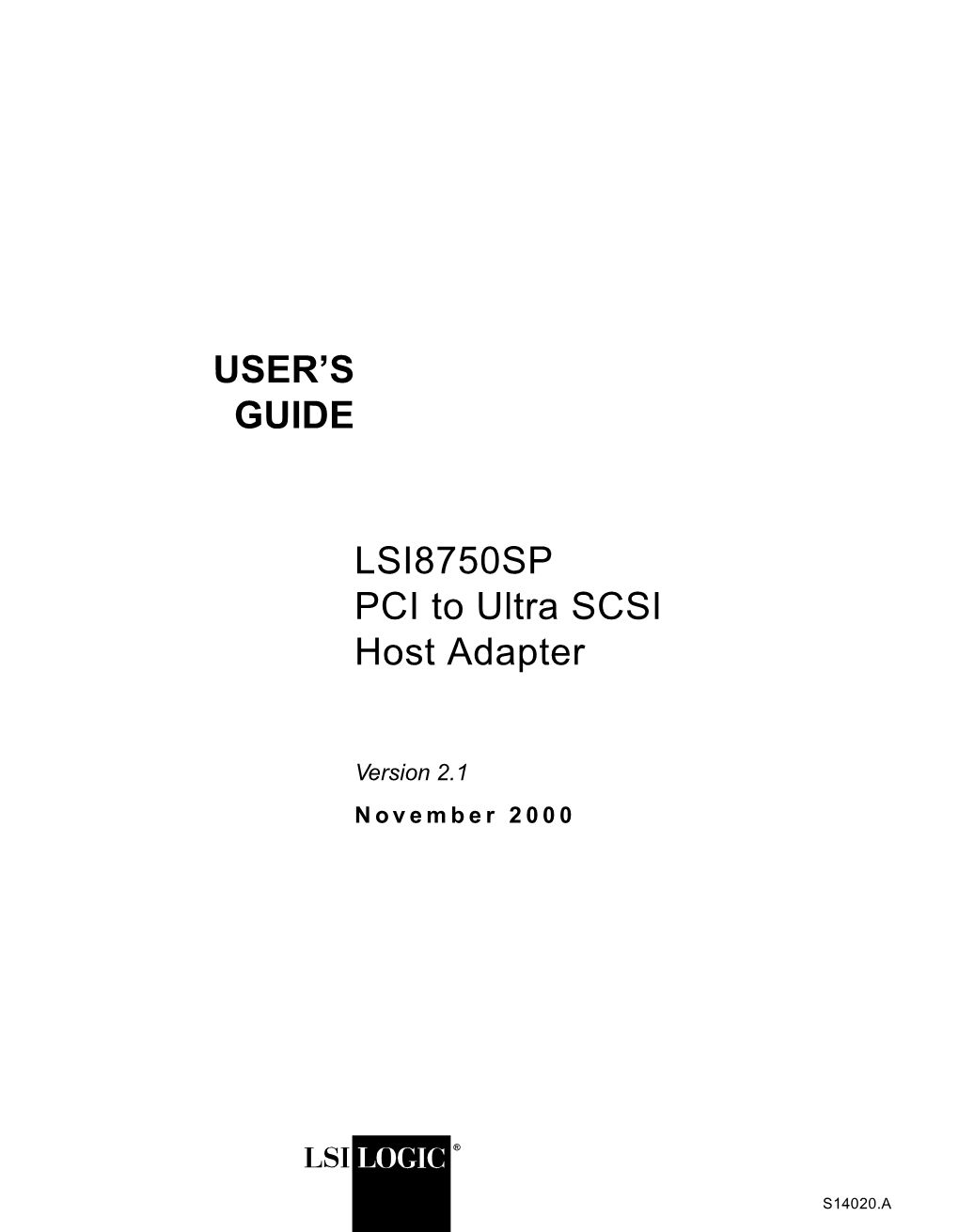 LSI8750SP PCI to Ultra SCSI Host Adapter User's Guide
