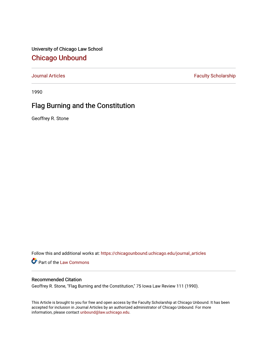 Flag Burning and the Constitution