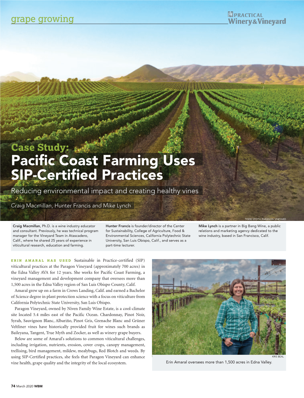 Pacific Coast Farming Uses SIP-Certified Practices Reducing Environmental Impact and Creating Healthy Vines