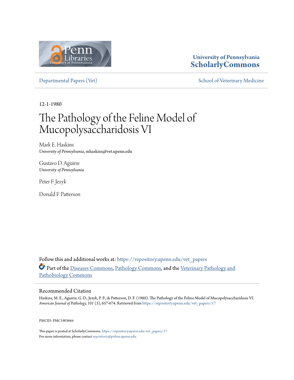 The Pathology of the Feline Model of Mucopolysaccharidosis VI