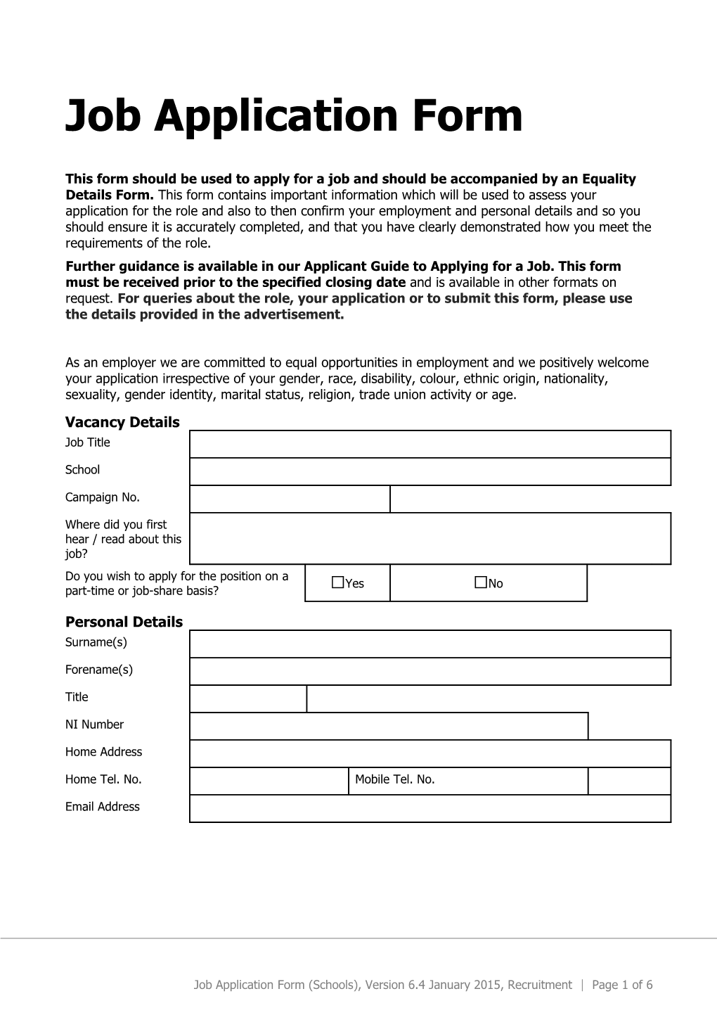 Job Application Form s10