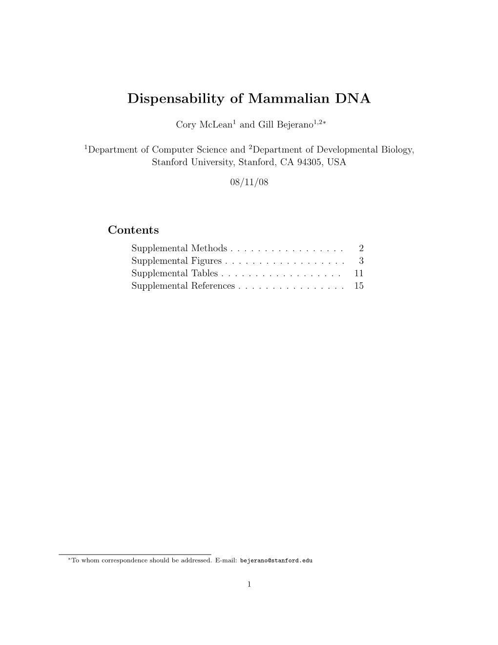 Dispensability of Mammalian DNA