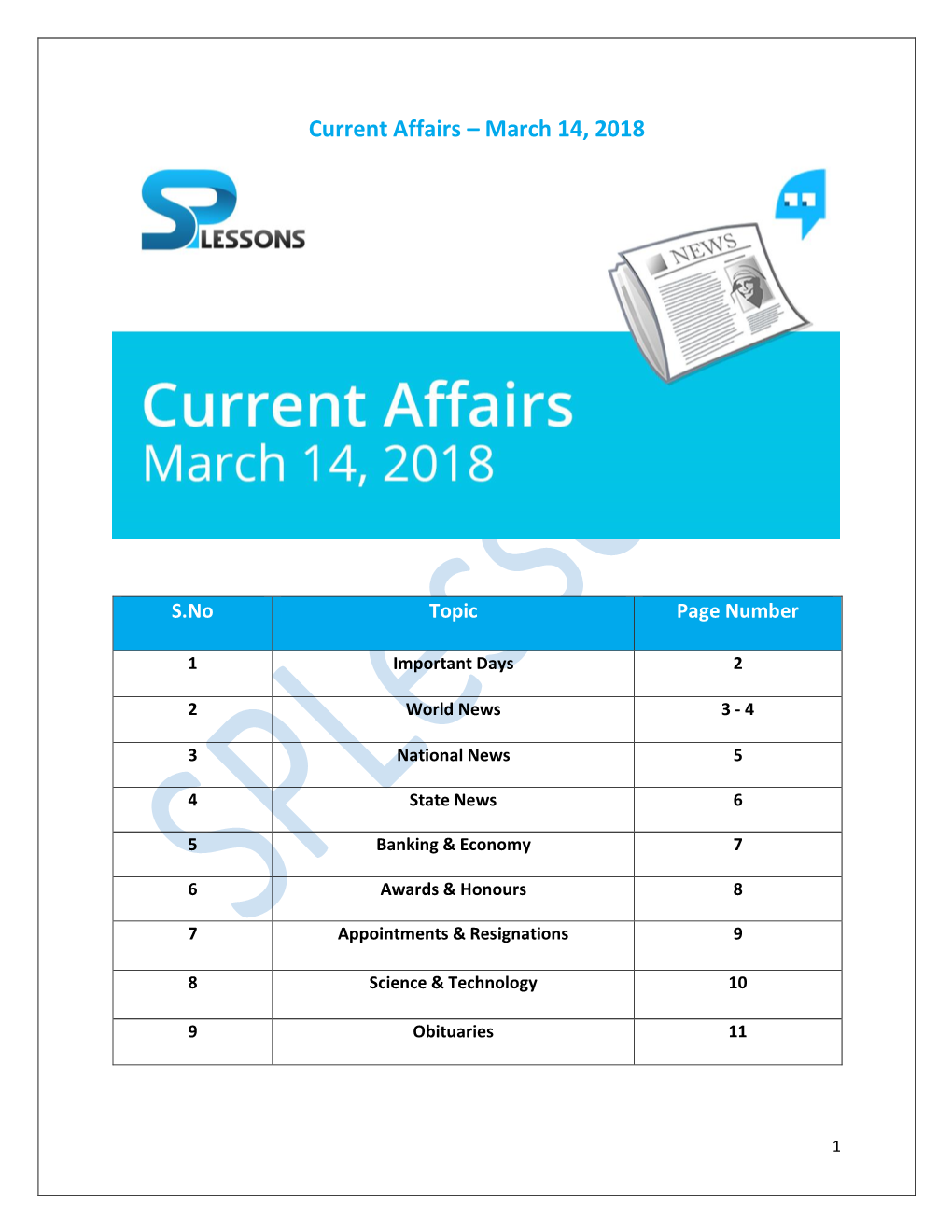 Current Affairs – March 14, 2018