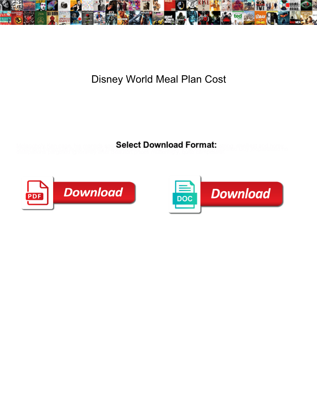 Disney World Meal Plan Cost