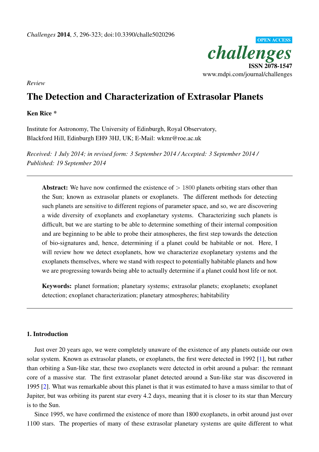 The Detection and Characterization of Extrasolar Planets
