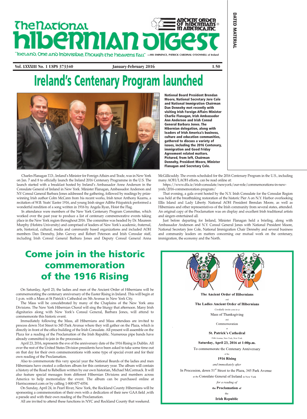 Ireland's Centenary Program Launched