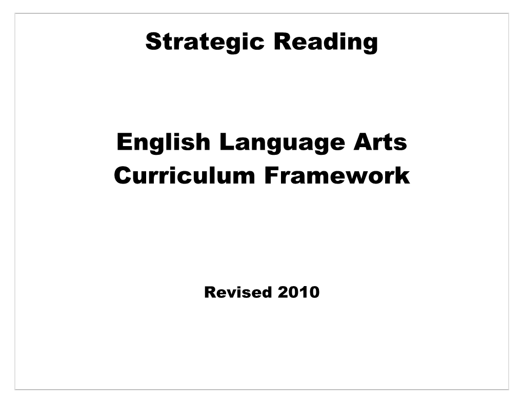 English Language Arts Curriculum Framework