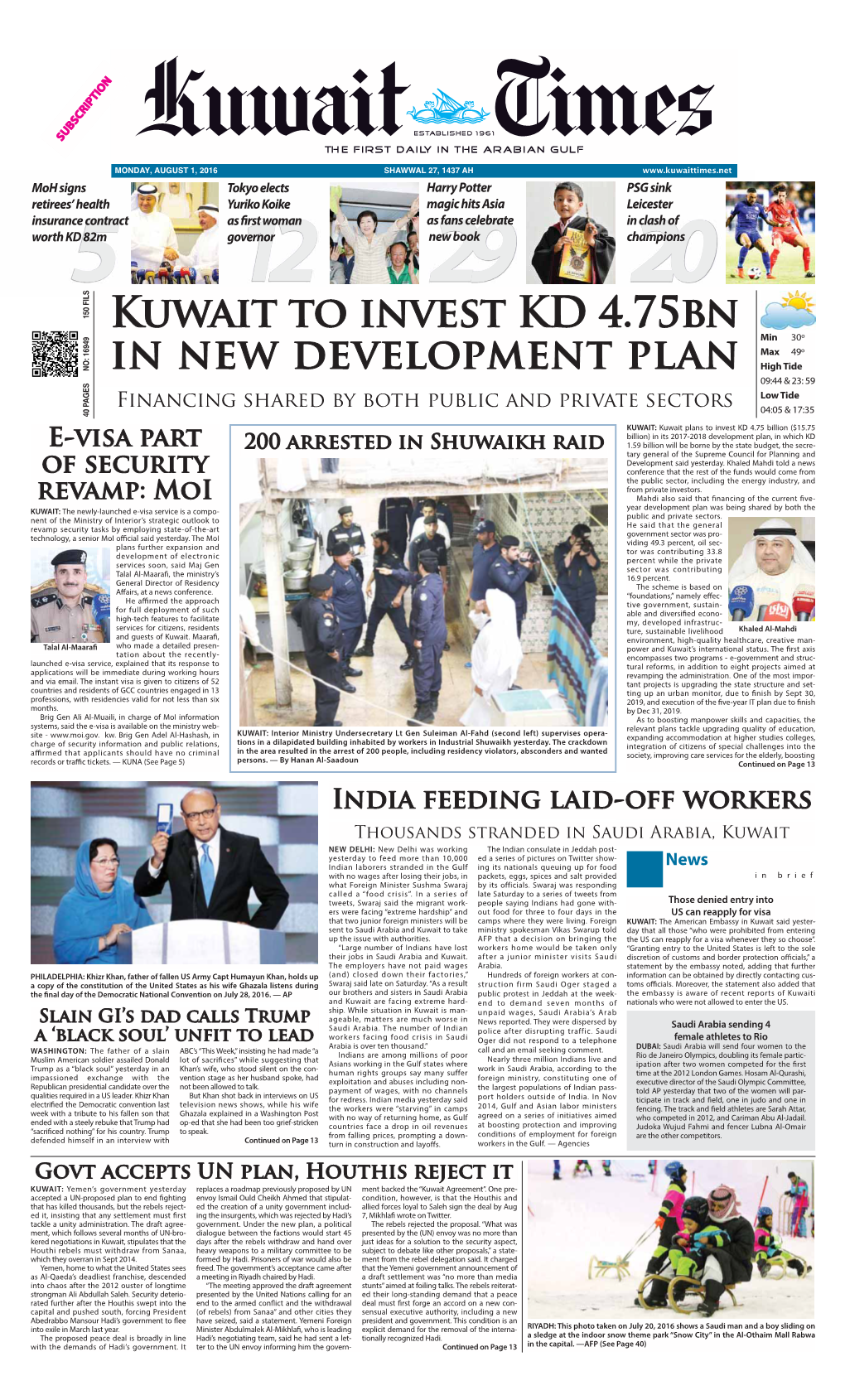 Kuwait to Invest KD 4.75Bn in New Development Plan