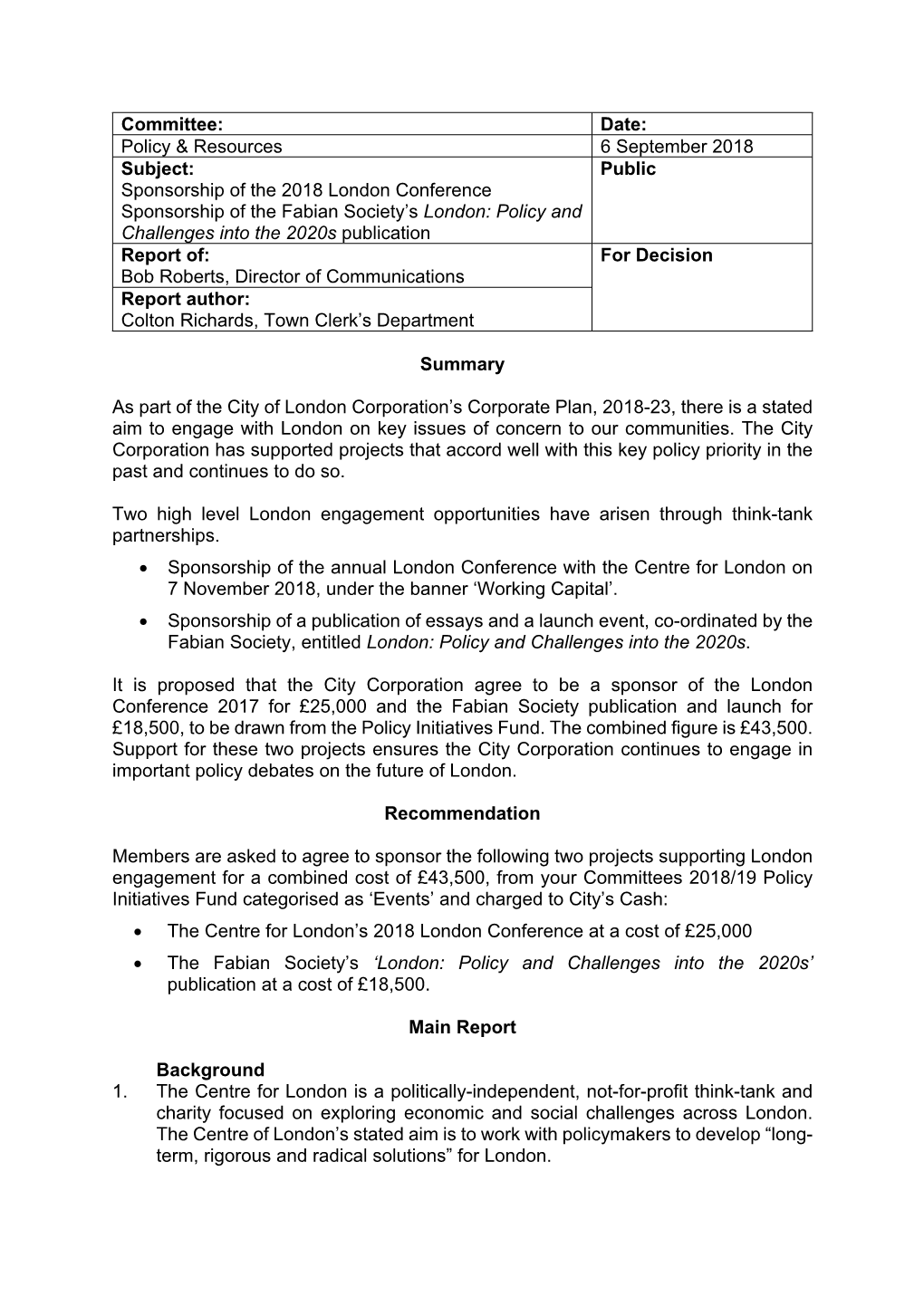 Committee Report Template