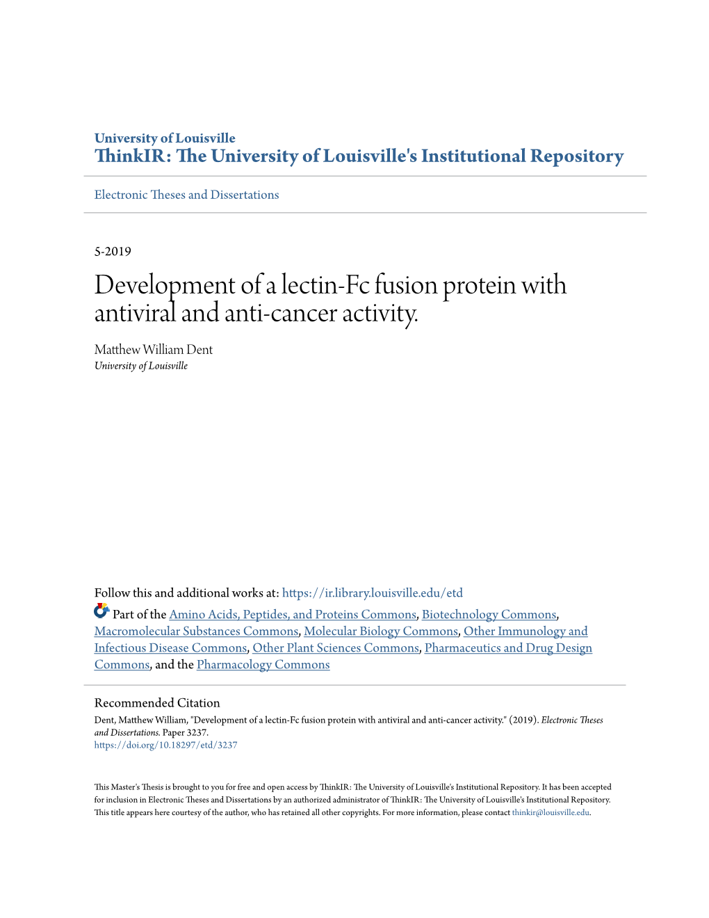 Development of a Lectin-Fc Fusion Protein with Antiviral and Anti-Cancer Activity