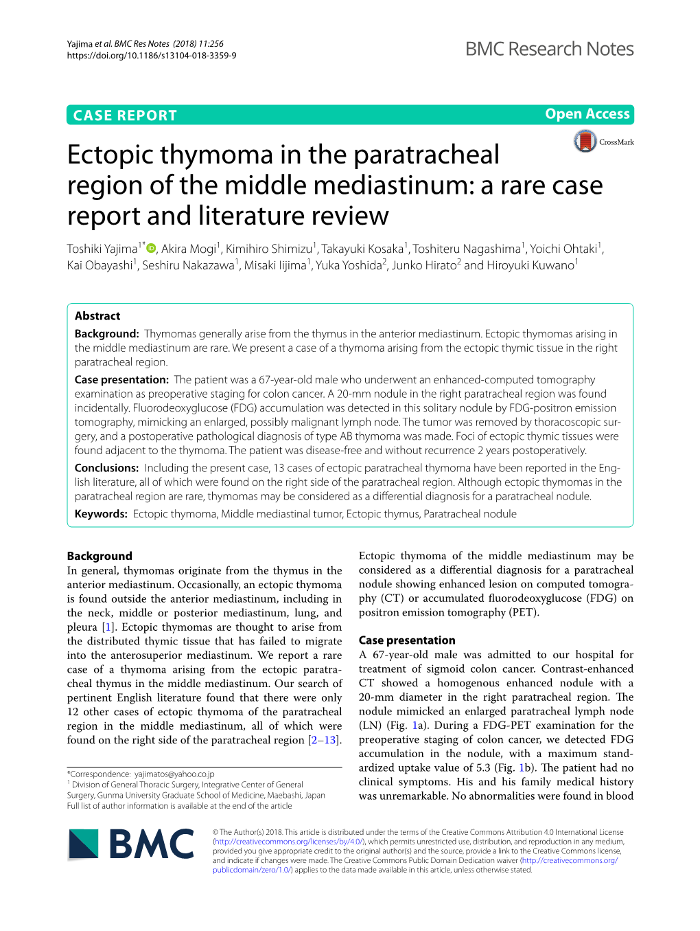 Ectopic Thymoma in the Paratracheal Region of the Middle Mediastinum