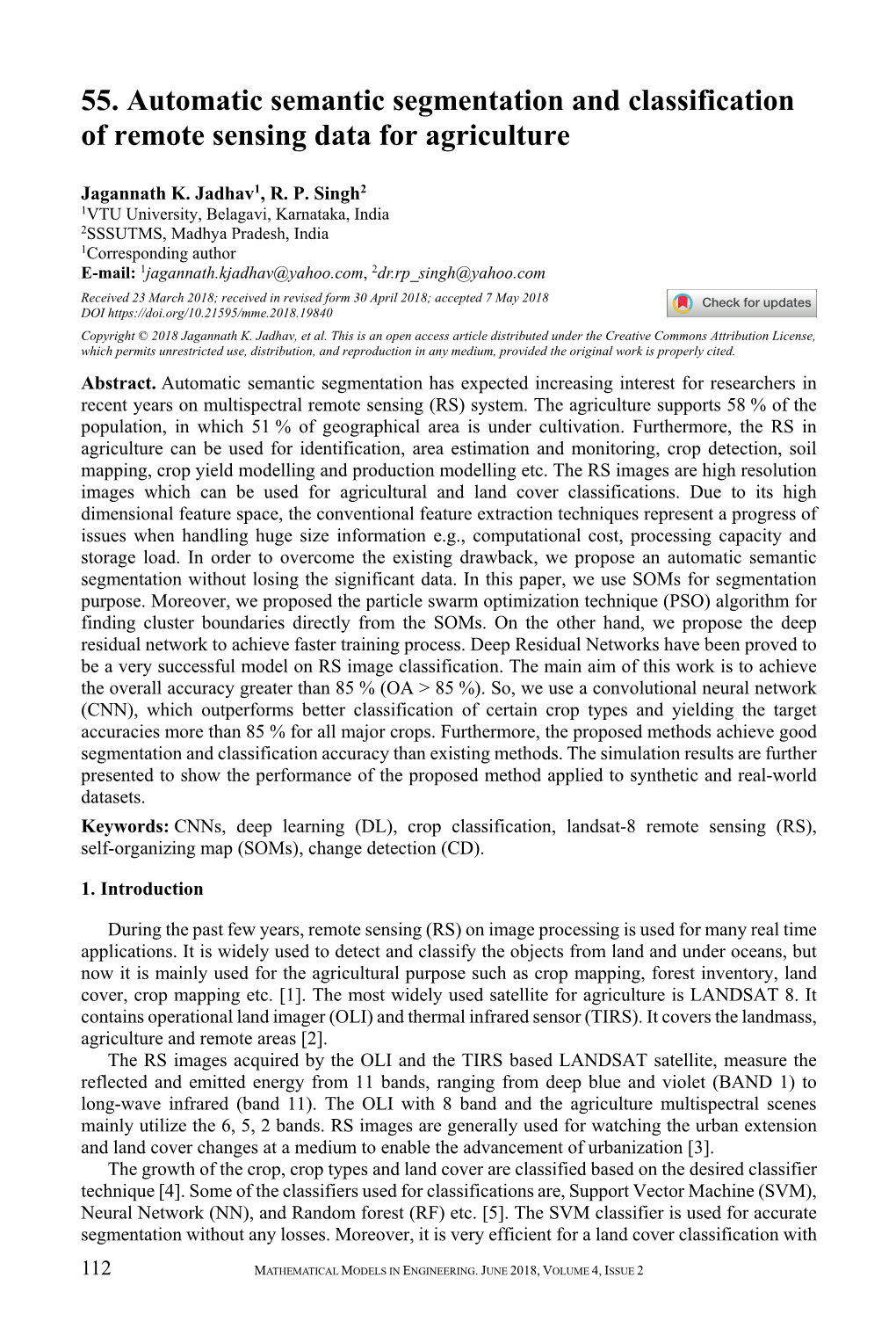 Automatic Semantic Segmentation and Classification of Remote Sensing Data for Agriculture