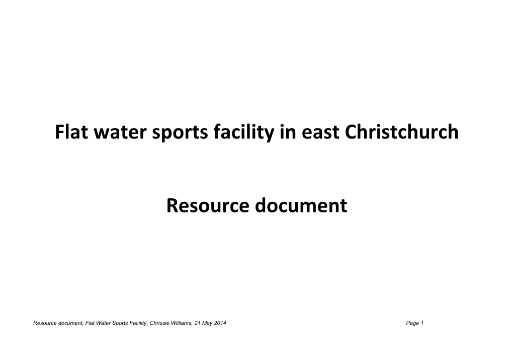 Flat Water Sports Facility in East Christchurch Resource Document