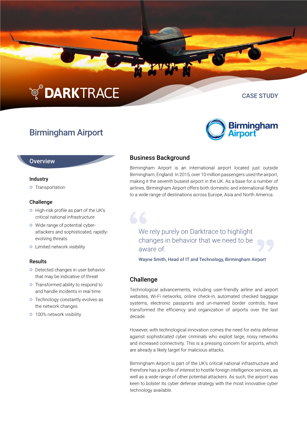 Darktrace Case Study: Birmingham Airport, British International Airport