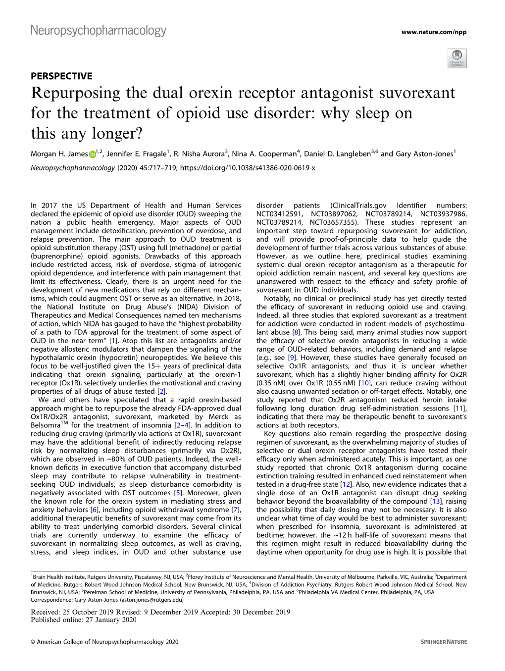 Repurposing the Dual Orexin Receptor Antagonist Suvorexant for the Treatment of Opioid Use Disorder: Why Sleep on This Any Longer?