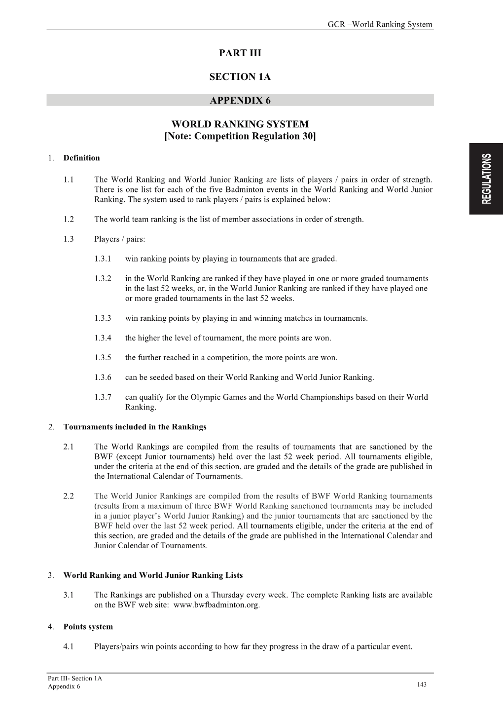 Part Iii Section 1A Appendix 6 World Ranking System