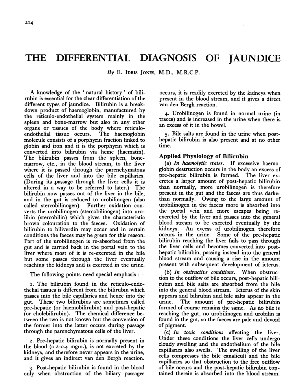 THE DIFFERENTIAL DIAGNOSIS of JAUNDICE by E