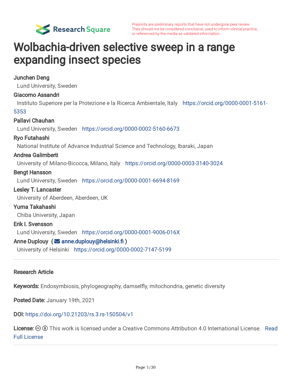 Wolbachia-Driven Selective Sweep in a Range Expanding Insect Species