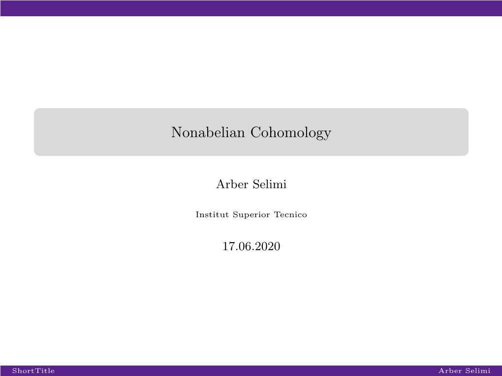 Nonabelian Cohomology