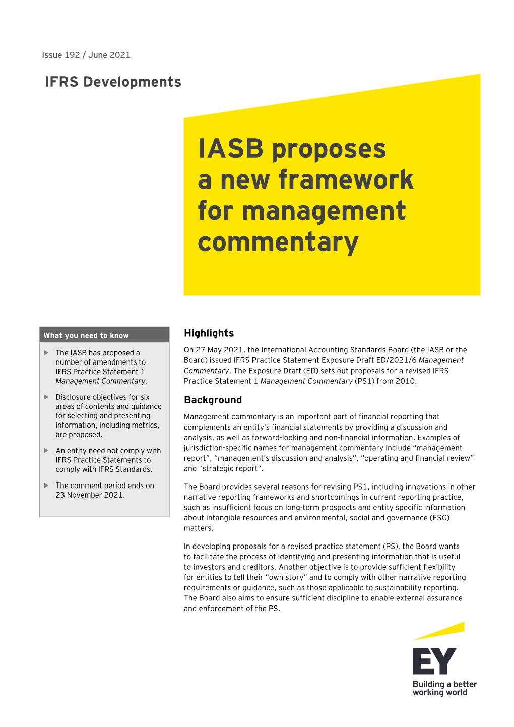 IASB Proposes a New Framework for Management Commentary