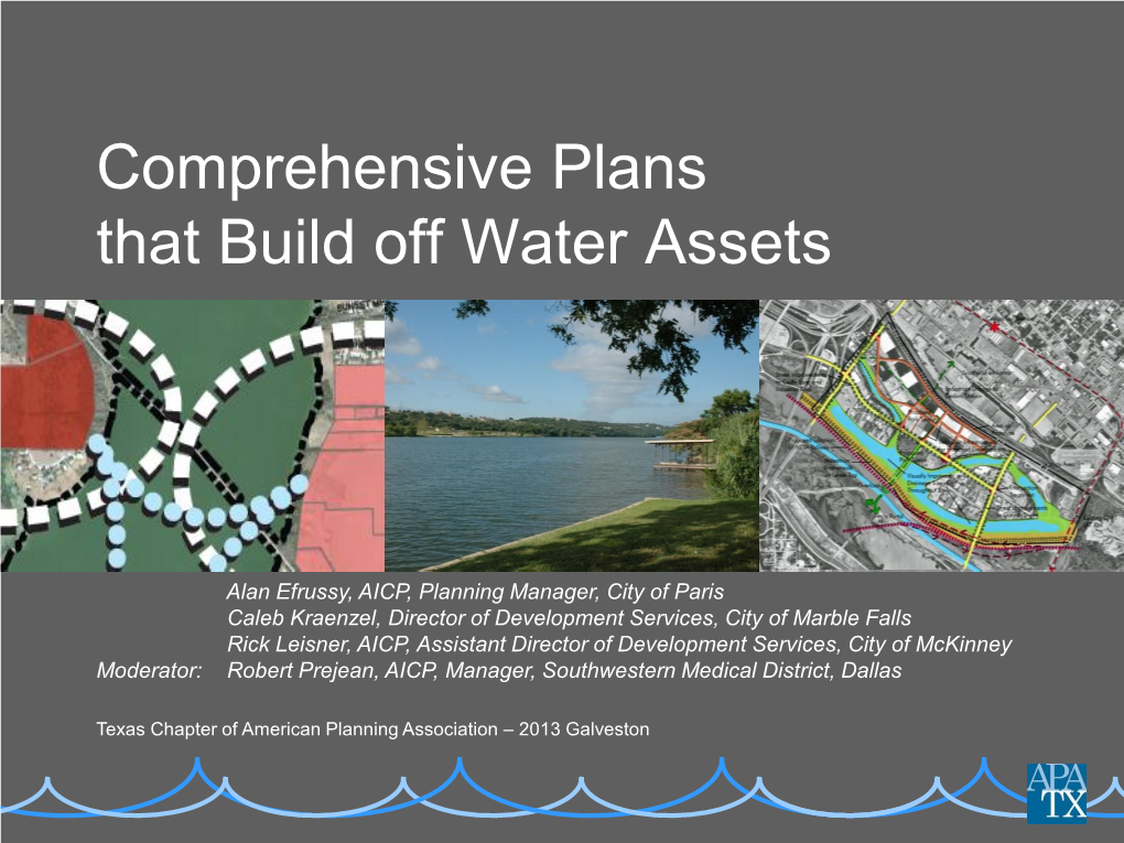 Comprehensive Plans That Build Off Water Assets