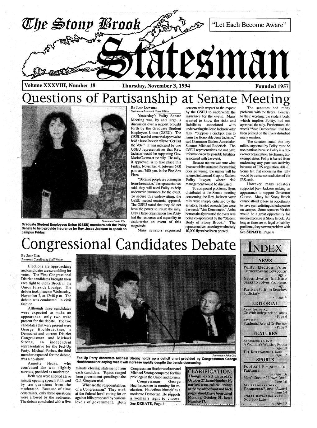 Congressional Candidates D~Ebate by JOHN LEE Statesman Contributing Staff Writer