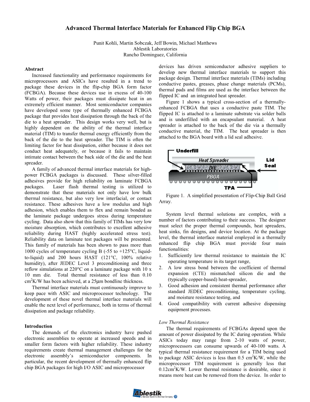 Advanced Thermal Interface Materials for Enhanced Flip Chip BGA